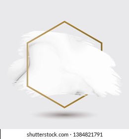luxury white marble copy space with gold frame