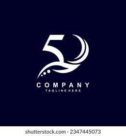 luxury white number 5 logo design with leaves, pretty swoosh feathers. monogram logo. suitable for anniversary logos, birthdays, anniversaries, ages, anniversaries, companies, businesses,boutiques,etc