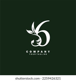 luxury white number 6 logo design with beautiful ornament. suitable for business logo, company, beauty, fashion, brand, boutique, hotel, etc. monogram logo