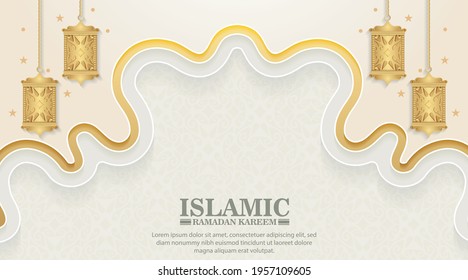 luxury white ramadan kareem banner