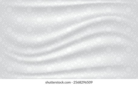 luxury white ramadan kareem eid mubarak arabesque islamic background banner. Arabic pattern on paper. Translation: "Muslim fasting month and celebration day".