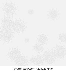 Luxury White Sharp Innocent Wallpaper. Grey Christmas New Year Silver Mandala Design Pic. Print Mystery Frost Cold Ice Sky Wallpaper. Snowflakes Monochrome Winter Chaotic Stars Ornament.