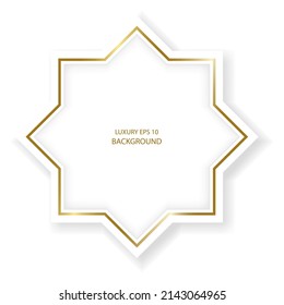 Luxury white star shape with gold lines, EPS 10 vector background for month of Ramadan, decorative Islamic ornament