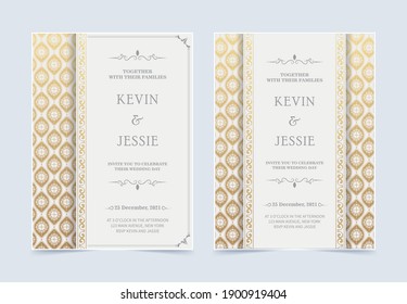 Luxury white wedding invitation in pattern