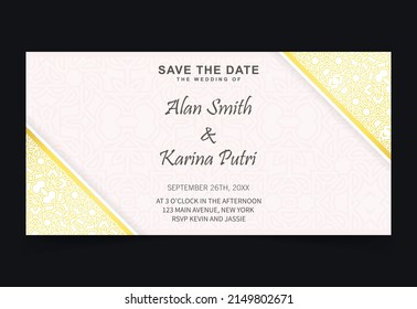 Luxury white wedding invitation in pattern