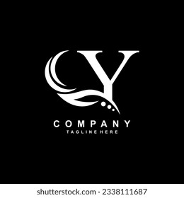 luxury white Y logo design with pretty swoosh feathers. monogram logo. suitable for company logos, businesses, boutiques, salons, beauty, brands, etc.