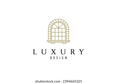 luxury window classic vintage line art design logo