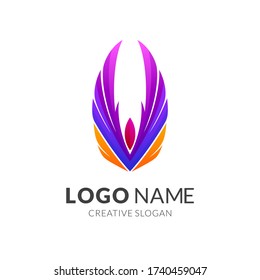 Luxury Wing Logo Design, Abstract Bird Feather Logo Vector