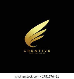 Luxury wing logo gold  color design template