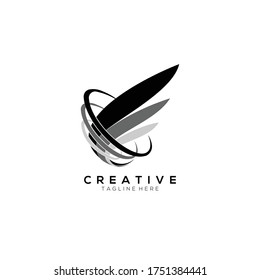 luxury wing and tornado logo black color design template