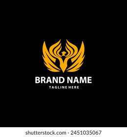 luxury winged eagle logo design