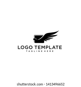 Luxury winged wallet vector Logo Design Template