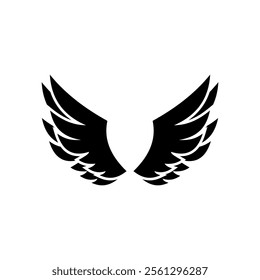 Luxury Wings black icon vector. Silhouette Angel wings vector icon logo