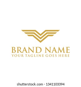 Luxury wings, feather abstract Logo design vector illustration line art style concept. elegant Geometric Logotype concept icon, can be used for beauty industry, jewelry, fashion brand, hotel logo