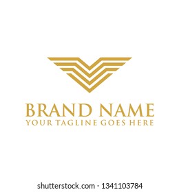 Luxury wings, feather abstract Logo design vector illustration line art style concept. elegant Geometric Logotype concept icon, can be used for beauty industry, jewelry, fashion brand, hotel logo