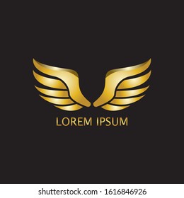 Luxury wings GOLD logo emblem design concept template