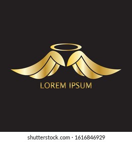 Luxury wings GOLD logo emblem design concept template