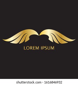 Luxury wings GOLD logo emblem design concept template