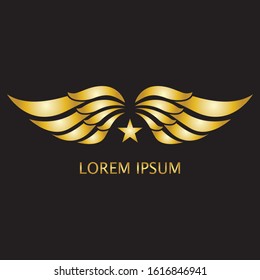 Luxury wings GOLD logo emblem design concept template
