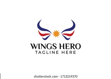 luxury wings hero logo vector concept with simple, unique, elegant and flat styles on white background