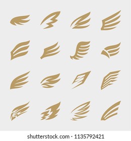 Luxury Wings icon set.