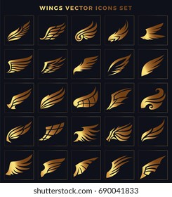  Luxury wings icons set