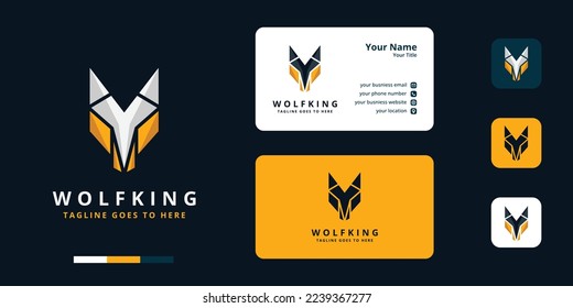 luxury wolf head logo design template.flat and line art style icon collection.Modern professional wolf logo.Wolf Head Logo Great for Any Related Logo Brand Theme Activity .