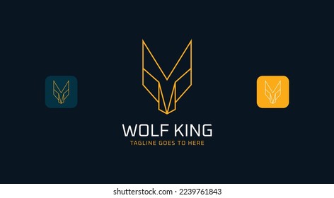 luxury wolf head logo design template.flat and line art style icon collection.Modern professional wolf logo.Wolf Head Logo Great for Any Related Logo Brand Theme Activity .