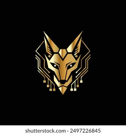 Luxury wolf head logo design vector template. Abstract wild animal symbol.