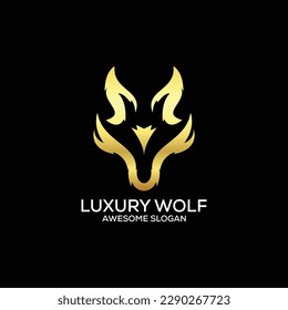 arte de la línea de diseño del logotipo de lobo de lujo
