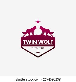 luxury wolf logo. wolf silhouette logo for business or shirt design. twin wolf.