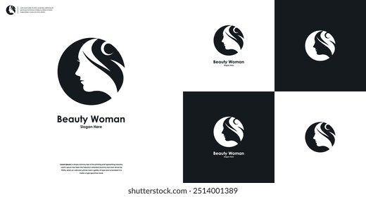 Luxury woman face beauty logo design inspiration