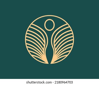 Luxury Woman and Lotus Line Art for Spa logo design inspiration