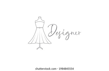 luxury women dress lines logo symbol vector icon illustration graphic design 