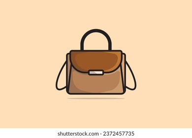 Luxury Women Handbag or Purse vector illustration. Beauty fashion objects icon concept. Ladies bright leather bag, female fashion accessories vector design.