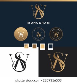 Luxury WS or SW Initial Monogram Text Letter Logo Design