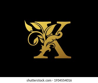 Luxury X Letter Design. Graceful Ornate Icon Vector Design. Vintage drawn emblem for book design, brand name, business card, Restaurant, Boutique, Hotel.