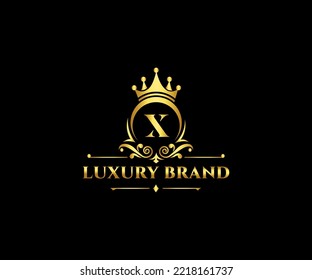 Luxury X Letter Initial with Royal Template.elegant with crown logo vector, Creative Lettering Logo Vector Illustration.