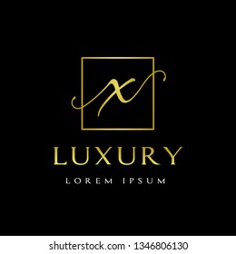 Luxury X Letter vector  template logo. This font with gold and beautiful design, suitable for jewelry, cosmetic and brand.  