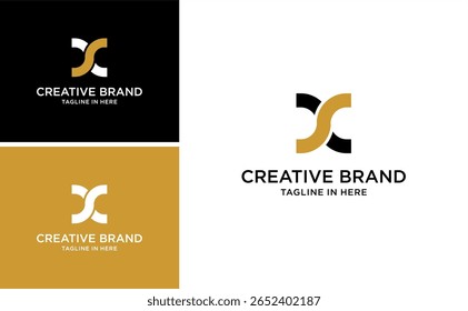 Luxury XS Logo Design Vector with Elegant Monogram Initial Letter Symbol for Premium Brand Identity Business Modern Minimal Concept in Gold Black Style Graphic Illustration Template