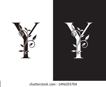 Luxury Y Letter Logo,vintage floral logo icon perfect for fashion, restaurant, cafe, hotel and many company.