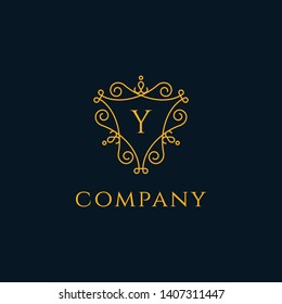 Luxury Y  logo. It will be used for Restaurant,Royalty,Boutique,Cafe,Hotel, Heraldic, Jewelry, Fashion, and spa. Great for royal and luxury service or company.
