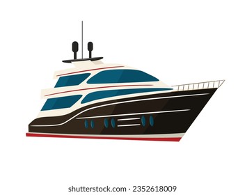 Luxury yacht boat isolated on white, vector illustration