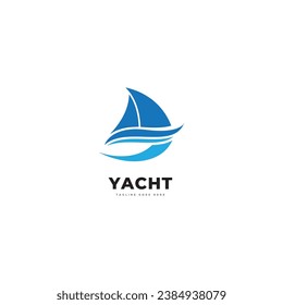 Luxury yacht club logo line icon. Premium leisure boat marine sign. Cruise ship travel symbol. Vector illustration.