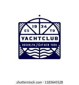 Luxury yacht club logotype template. Elite clean nautical badge, elegant logo for yacht club members.
