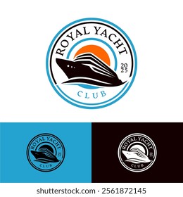 Luxury Yacht Cruiser Boat Ship Badge Club LogoTemplate Vector