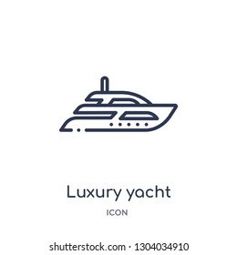 luxury yacht icon from transport outline collection. Thin line luxury yacht icon isolated on white background.