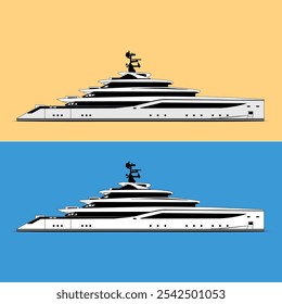 luxury yacht vector, line art illustration, one-color, yacht vector, high-quality line art illustration white, black, and color, Pro Vector, yacht vector free download