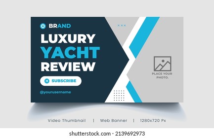 Luxury yacht video thumbnail Digital business agency web banner template