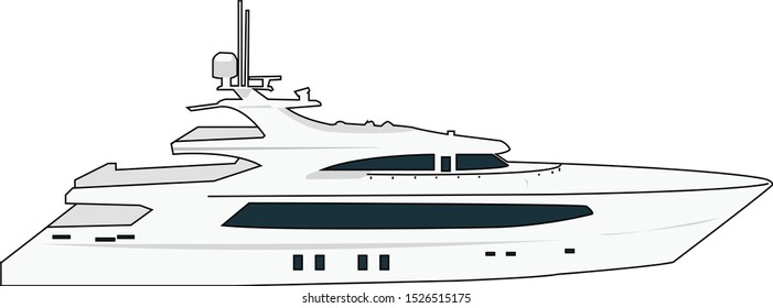 Luxury Yacht White Fast Boat